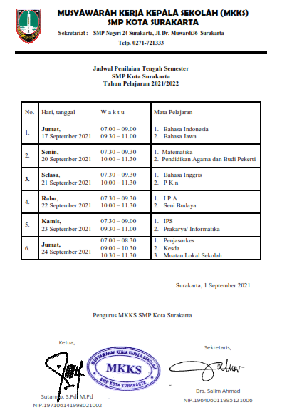 Jadwal PTS Gasal 2021/2022